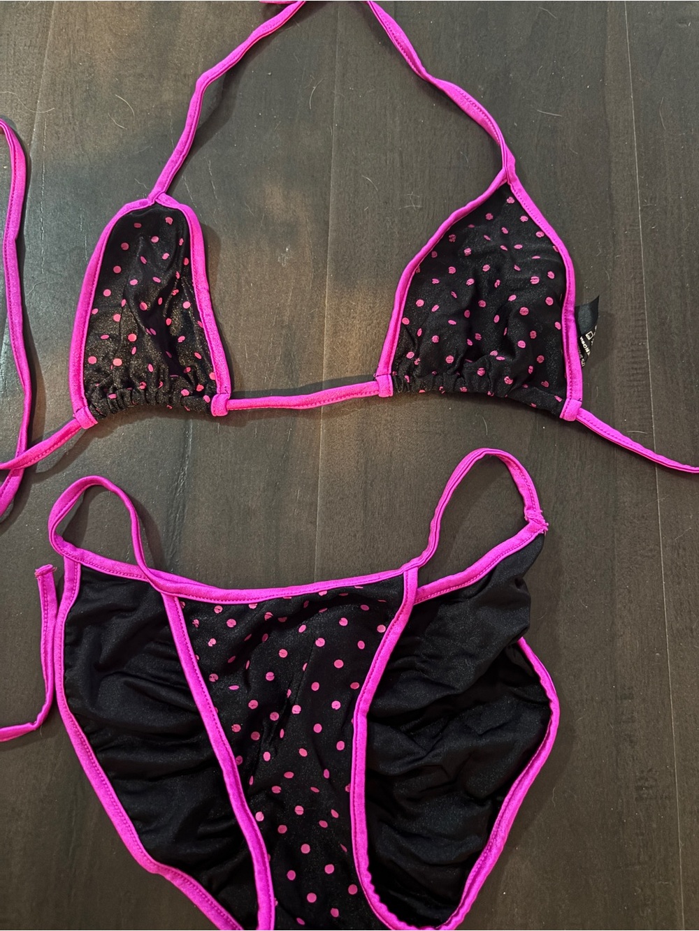 Black & Hot Pink Polka Dot Bikini Set